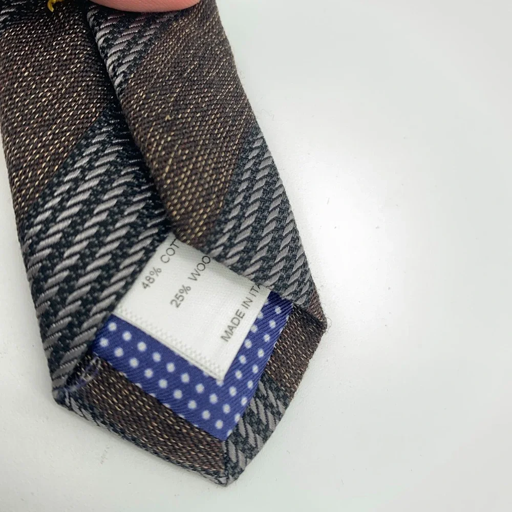 Eton Tie Men One Size Multi Striped Wool Blend Luxury Classic Necktie Italy Made
